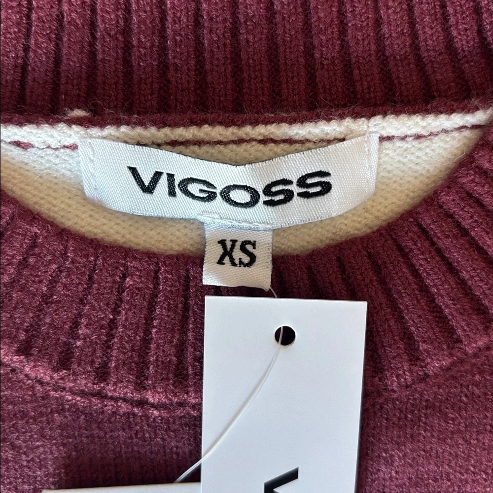 Vigoss Rugby Stripe Sweater in Oxblood Combo Size X-Small NWT